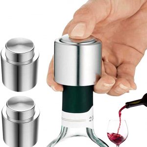 Tapón de Vino, Reutilizable de Sello Goma, Cierre Hermético,  2 piezas