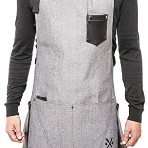 PESANI Mandil Gris- Delantal para Chef, parrillero, mesero, Hostess, o Delantal para Carne Asada