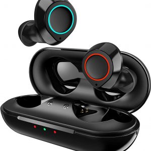 Jecoo Mini Audífonos Inalámbricos Bluetooth Deportivos Estéreo a Prueba de Sudor Micrófono Incorporado Soporta Manos Libres con Caja de Carga