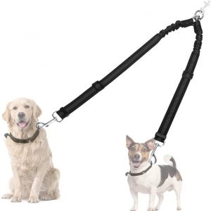 Slowton Correa de perro doble ajustable, giro de 360 ° Sin enredo 2 perros caminando y entrenando con facilidad