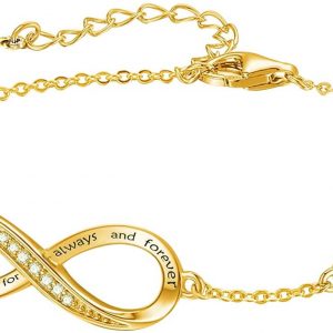Pulsera de Mujer Símbolo de Infinito Oro con Colgante de Diamante de CZ