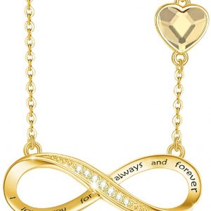Collar de Mujer Símbolo de Infinito en Oro con Colgante de Diamante de Circón Regalo para San Valentín/Cumpleaños/Aniversario/Día de la Madre