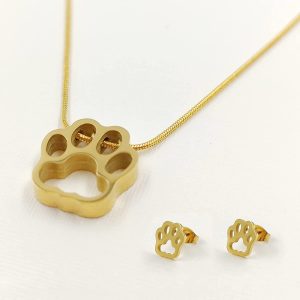 Collar y Aretes con Huellita de Cachorro