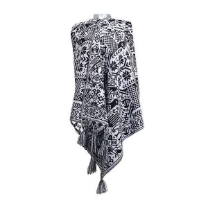 Rebozo Venado color blanco y negro